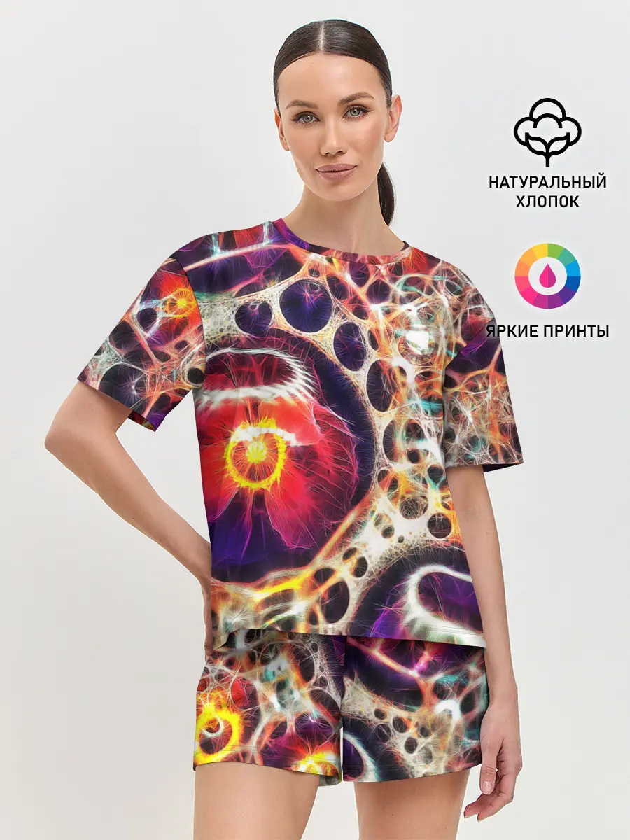 Женская пижама с шортами / Абстракция / Психоделика