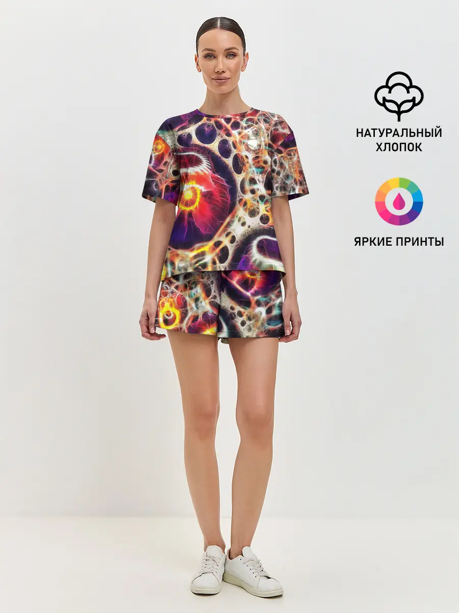 Женская пижама с шортами / Абстракция / Психоделика