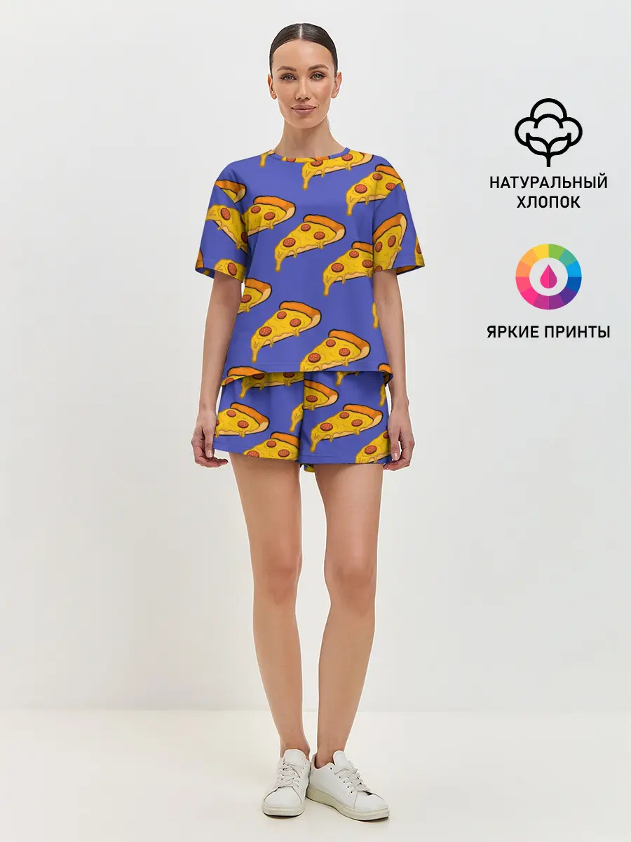 Женская пижама с шортами / Кусочки пиццы