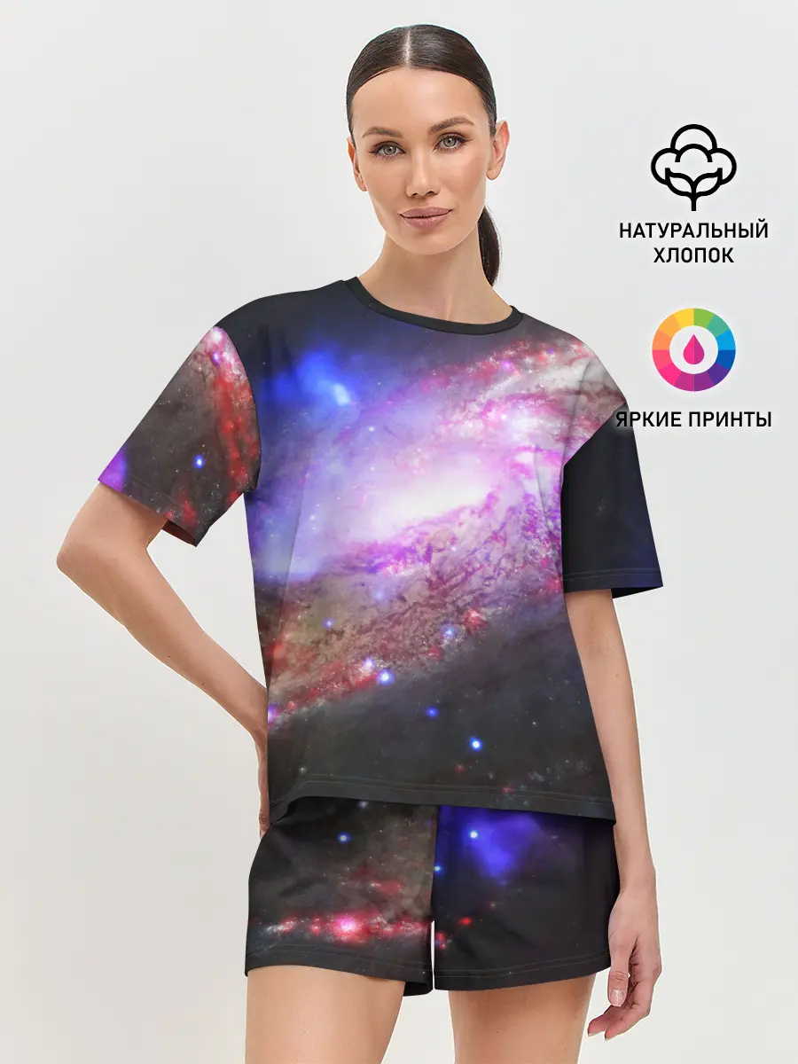 Женская пижама с шортами / Космическая спираль