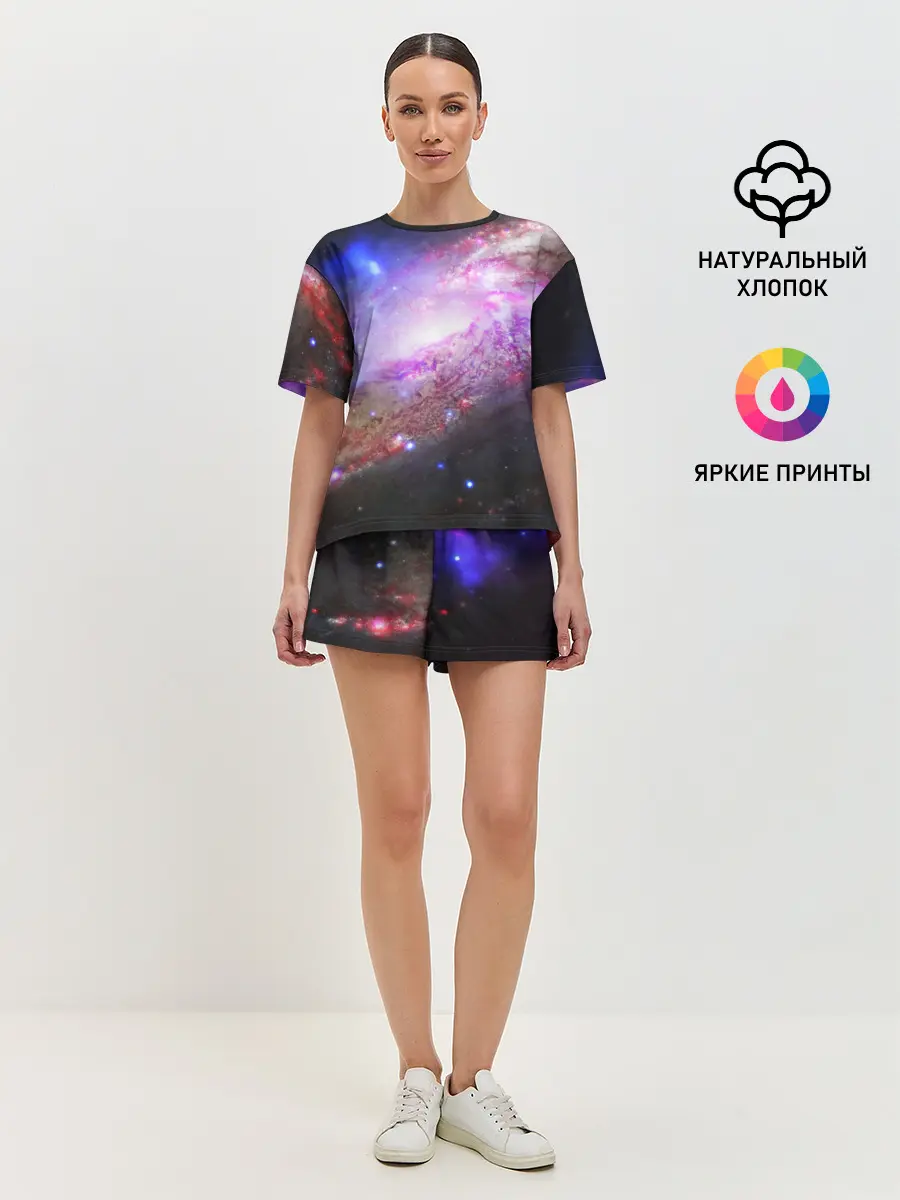 Женская пижама с шортами / Космическая спираль
