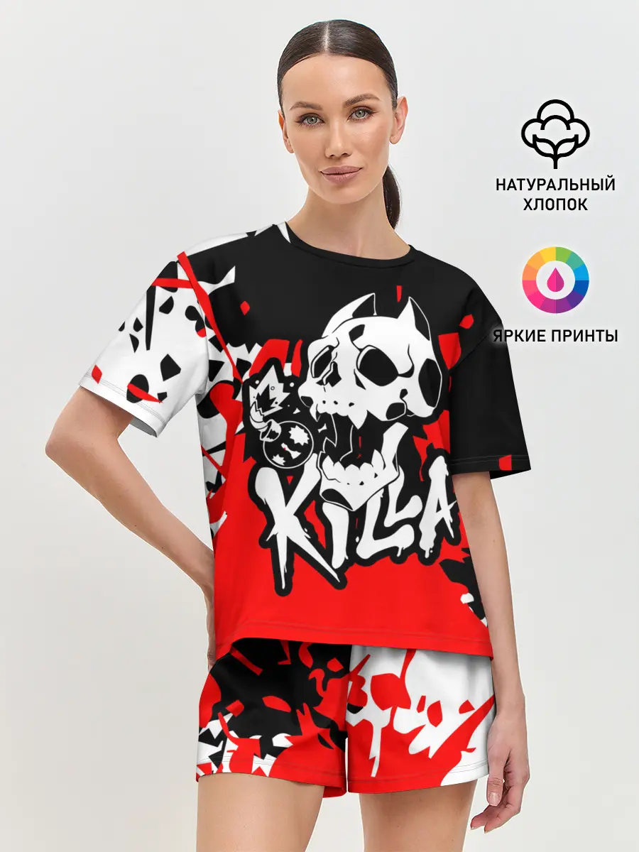 Женская пижама с шортами / KILLA красные брызги