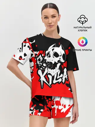 Женская пижама с шортами / KILLA красные брызги