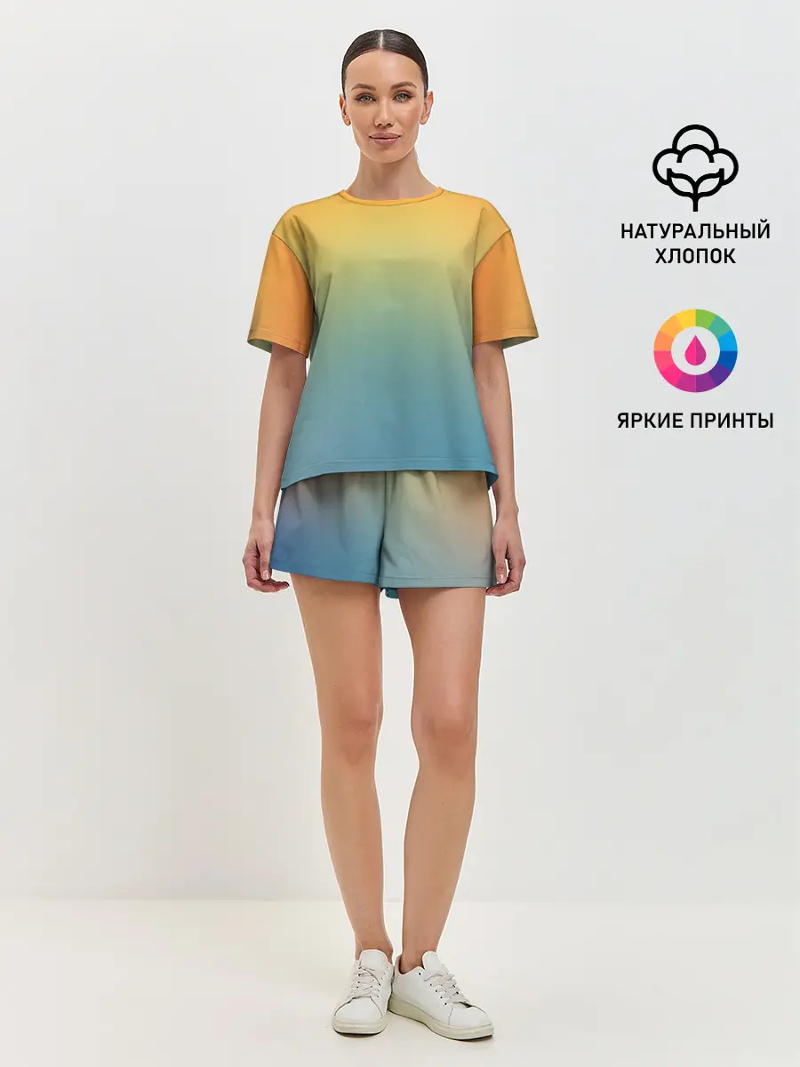Женская пижама с шортами / Мягкий летний градиент