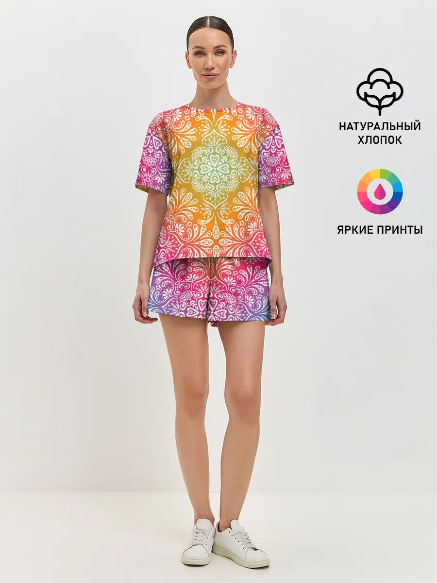 Женская пижама с шортами / Цветочный узор