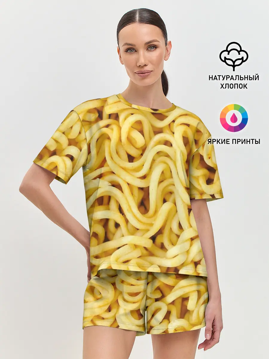 Женская пижама с шортами / Лапша