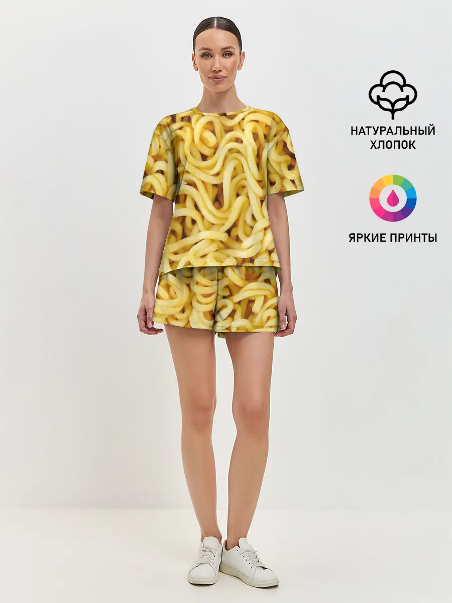 Женская пижама с шортами / Лапша