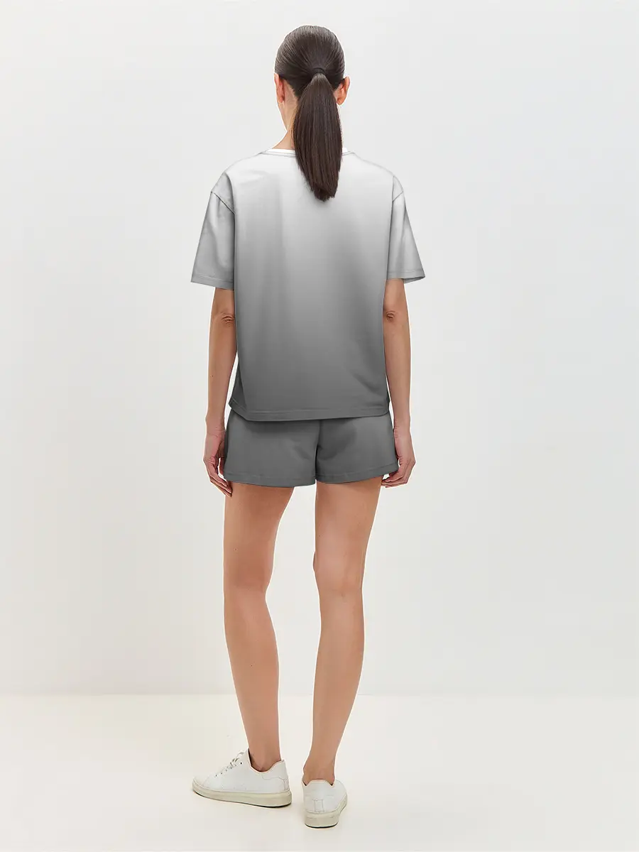 Женская пижама с шортами / Черно-белый градиент