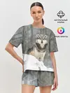 Женская пижама с шортами / Волк и снег