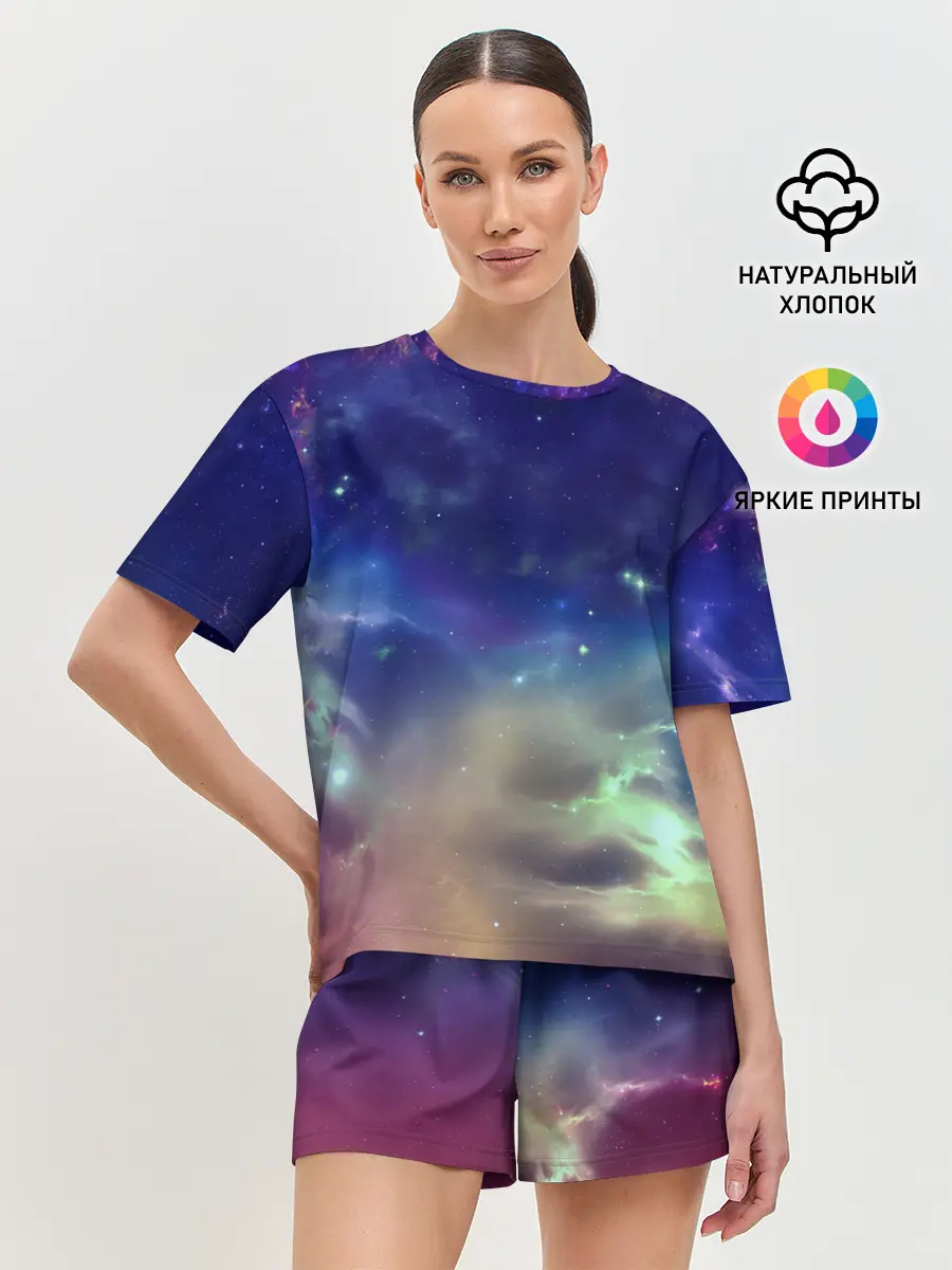 Женская пижама с шортами / Космическое сияние