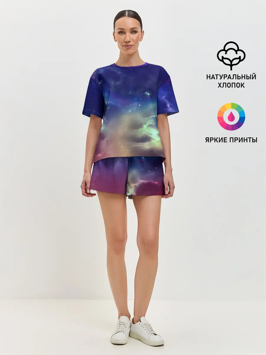 Женская пижама с шортами / Космическое сияние