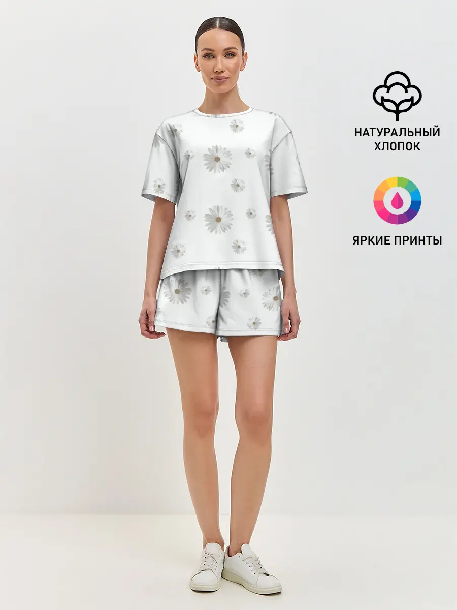 Женская пижама с шортами / Ромашки