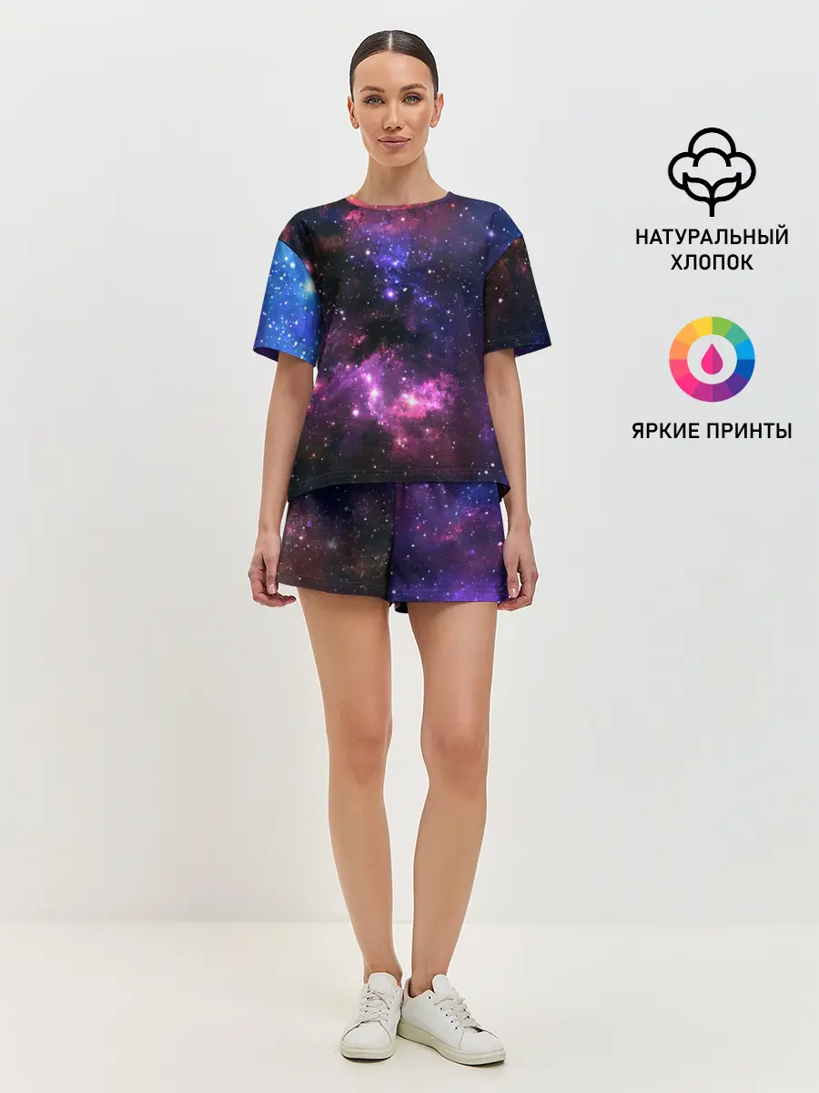 Женская пижама с шортами / Космическое небо