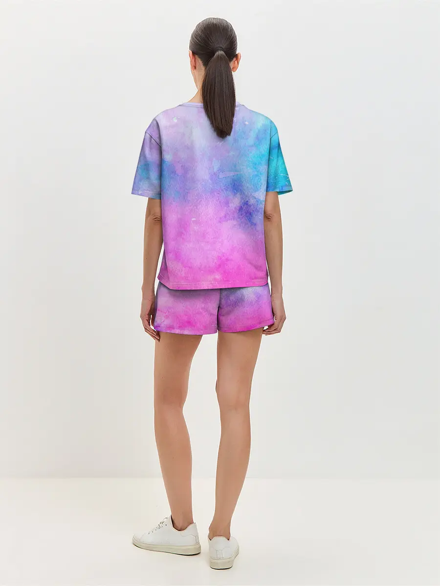Женская пижама с шортами / Акварельные пятна