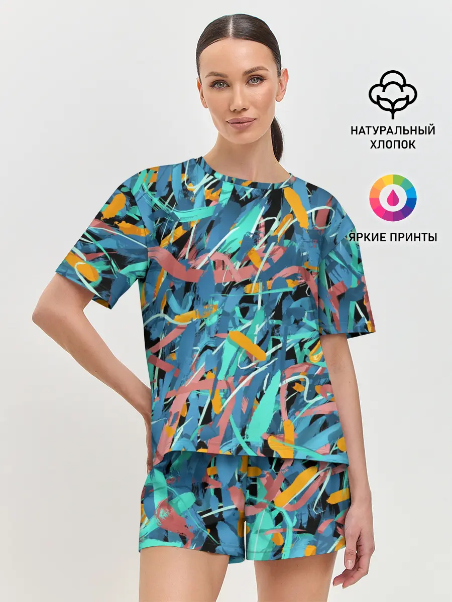 Женская пижама с шортами / Яркие краски