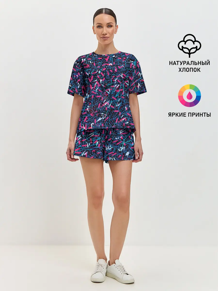 Женская пижама с шортами / Кристаллы и линии