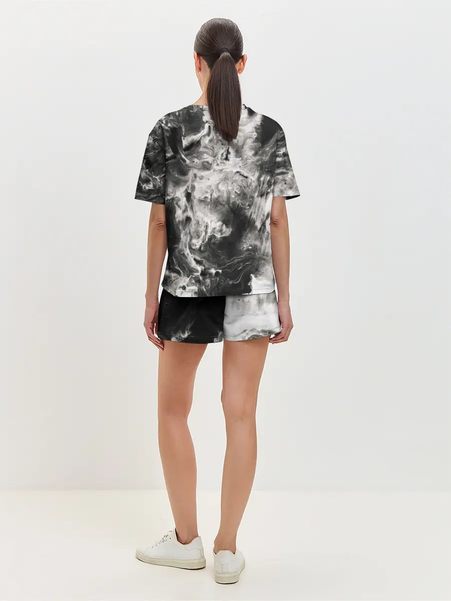 Женская пижама с шортами / Мрамор