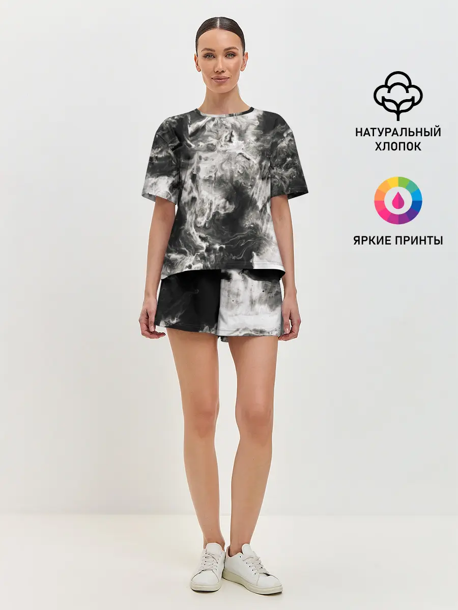 Женская пижама с шортами / Мрамор