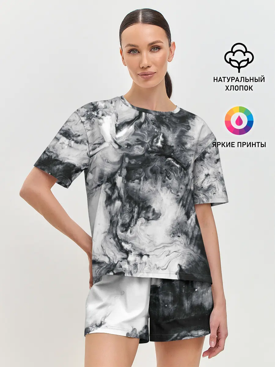 Женская пижама с шортами / МРАМОР