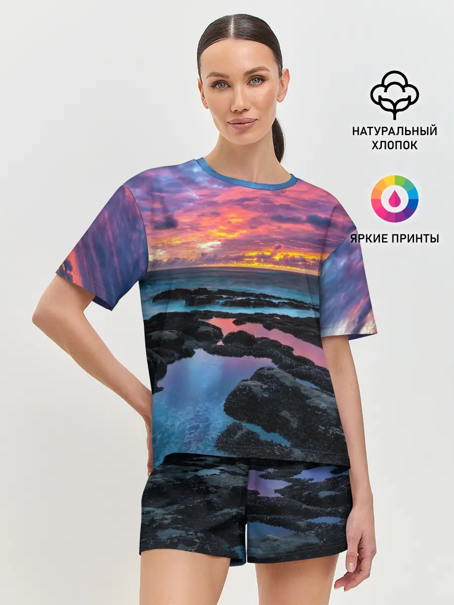 Женская пижама с шортами / Закат