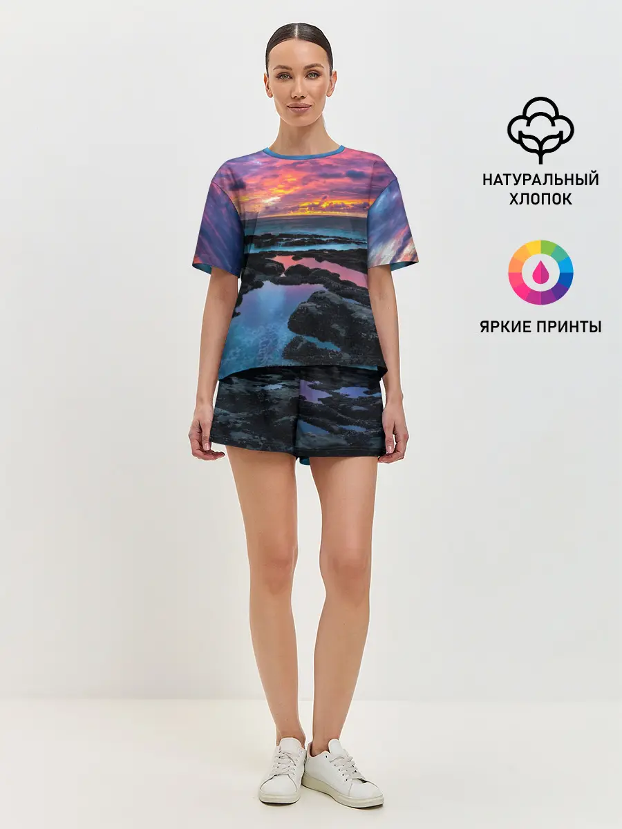 Женская пижама с шортами / Закат