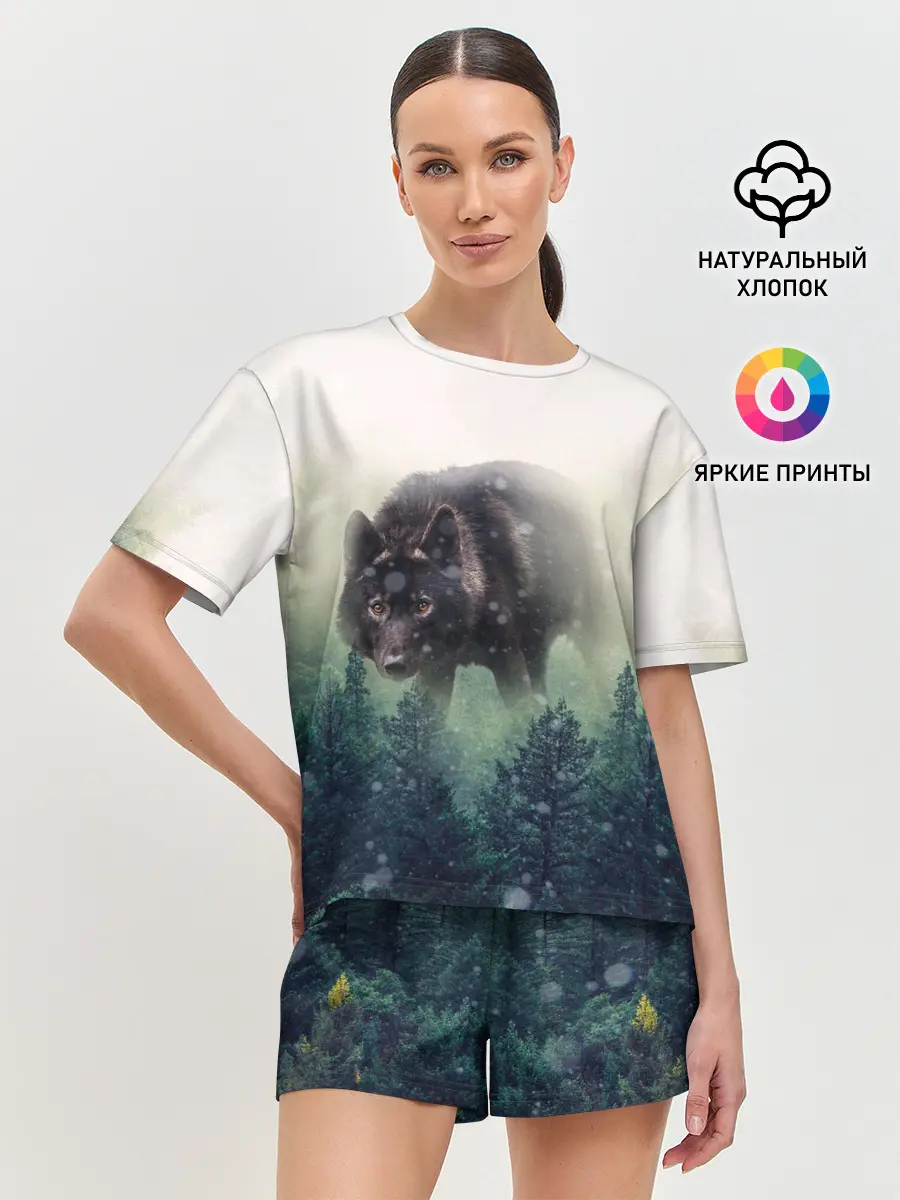 Женская пижама с шортами / Волк