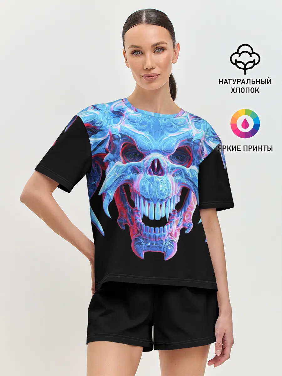 Женская пижама с шортами / Череп Психоделика