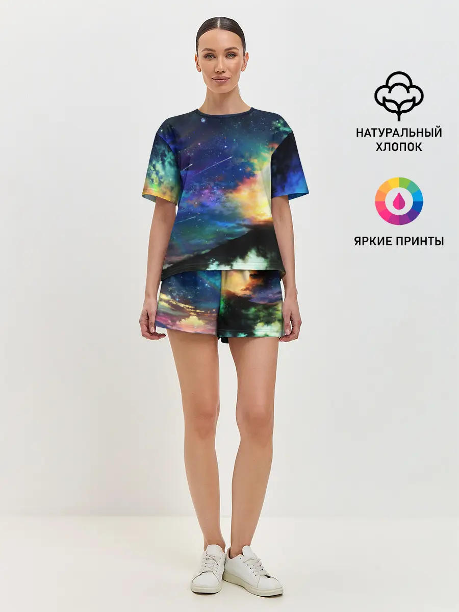 Женская пижама с шортами / Космические краски