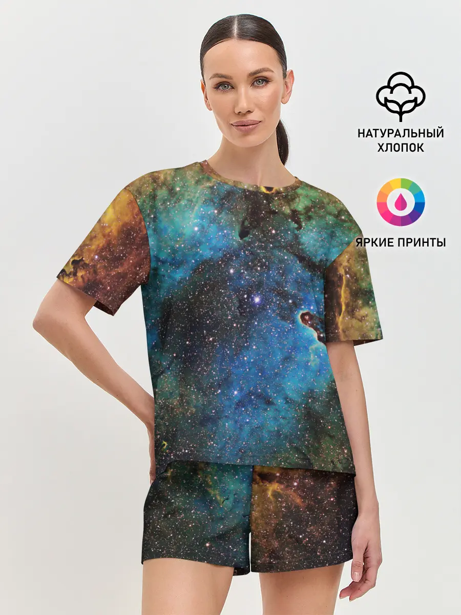 Женская пижама с шортами / Туманный космос