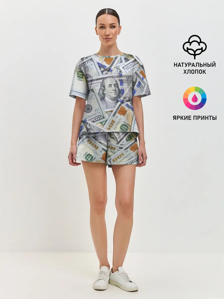 Женская пижама с шортами / Доллары
