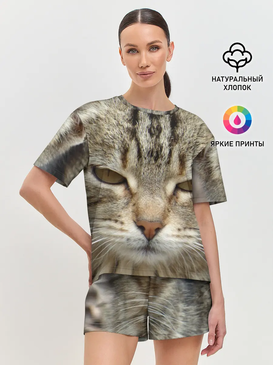 Женская пижама с шортами / Кот
