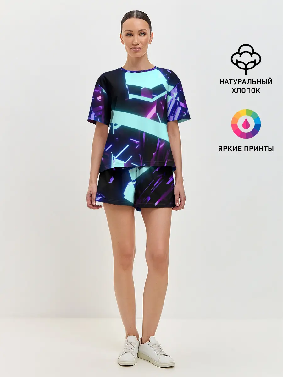 Женская пижама с шортами / Blue Neons