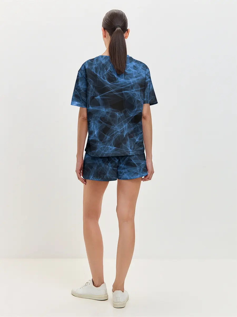 Женская пижама с шортами / Синяя паутина