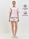 Женская пижама с шортами / Розовые линии