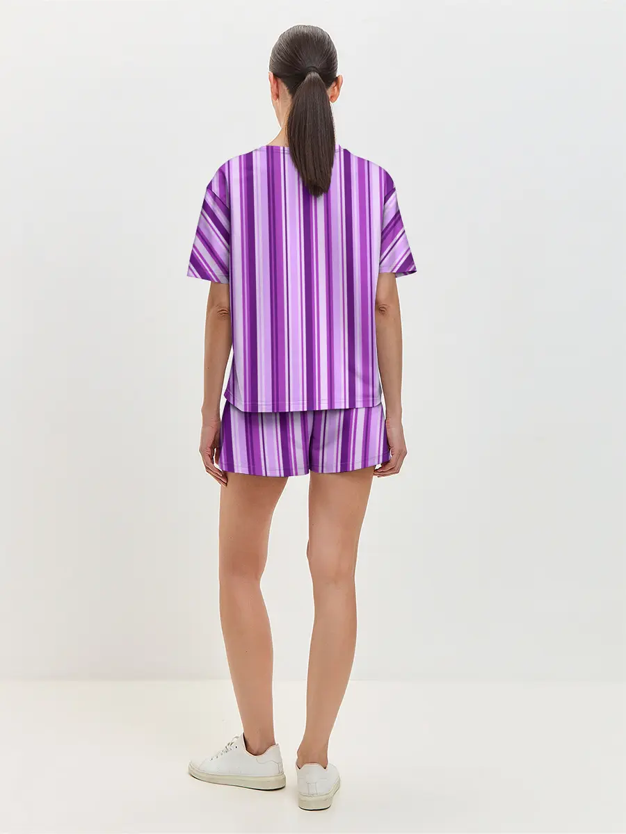 Женская пижама с шортами / Фиолетово-чёрные полосы