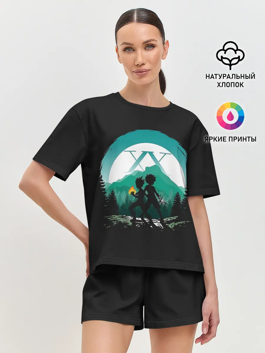 Женская пижама с шортами / HH в круге бирюзовом