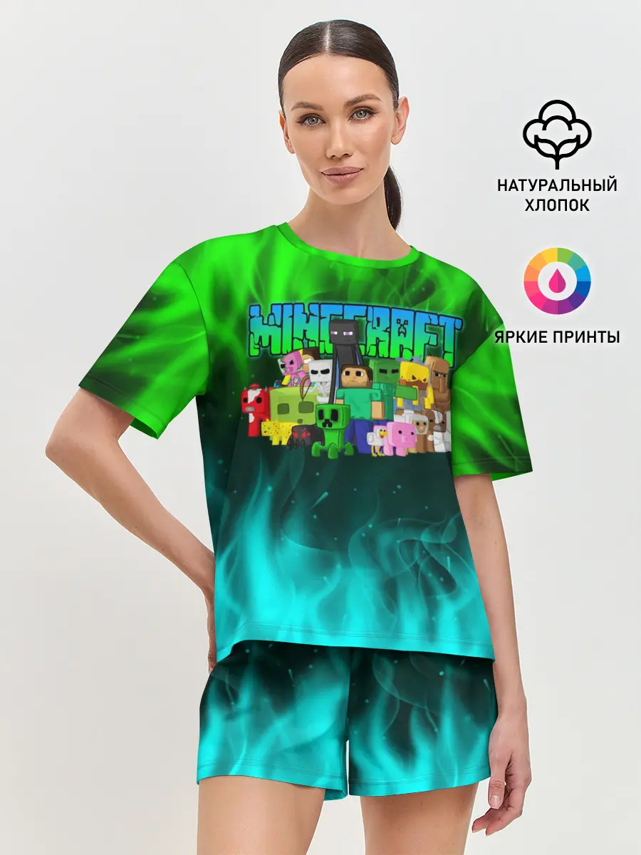 Женская пижама с шортами / Minecraft | Майнкрафт