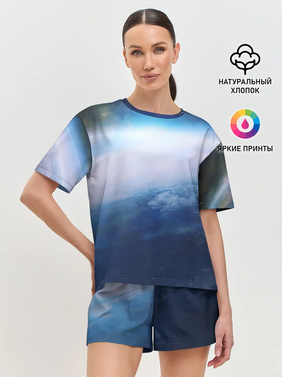 Женская пижама с шортами / Планета Земля