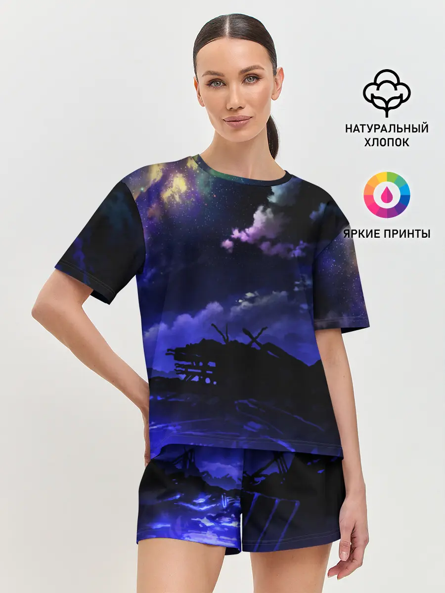 Женская пижама с шортами / Ночной закат