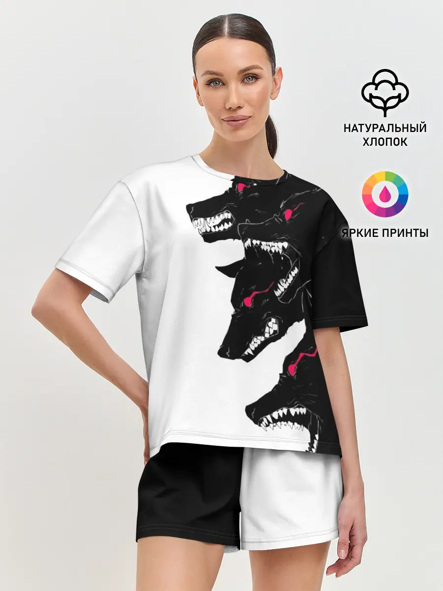 Женская пижама с шортами / Волки