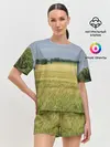 Женская пижама с шортами / Пшеничное поле