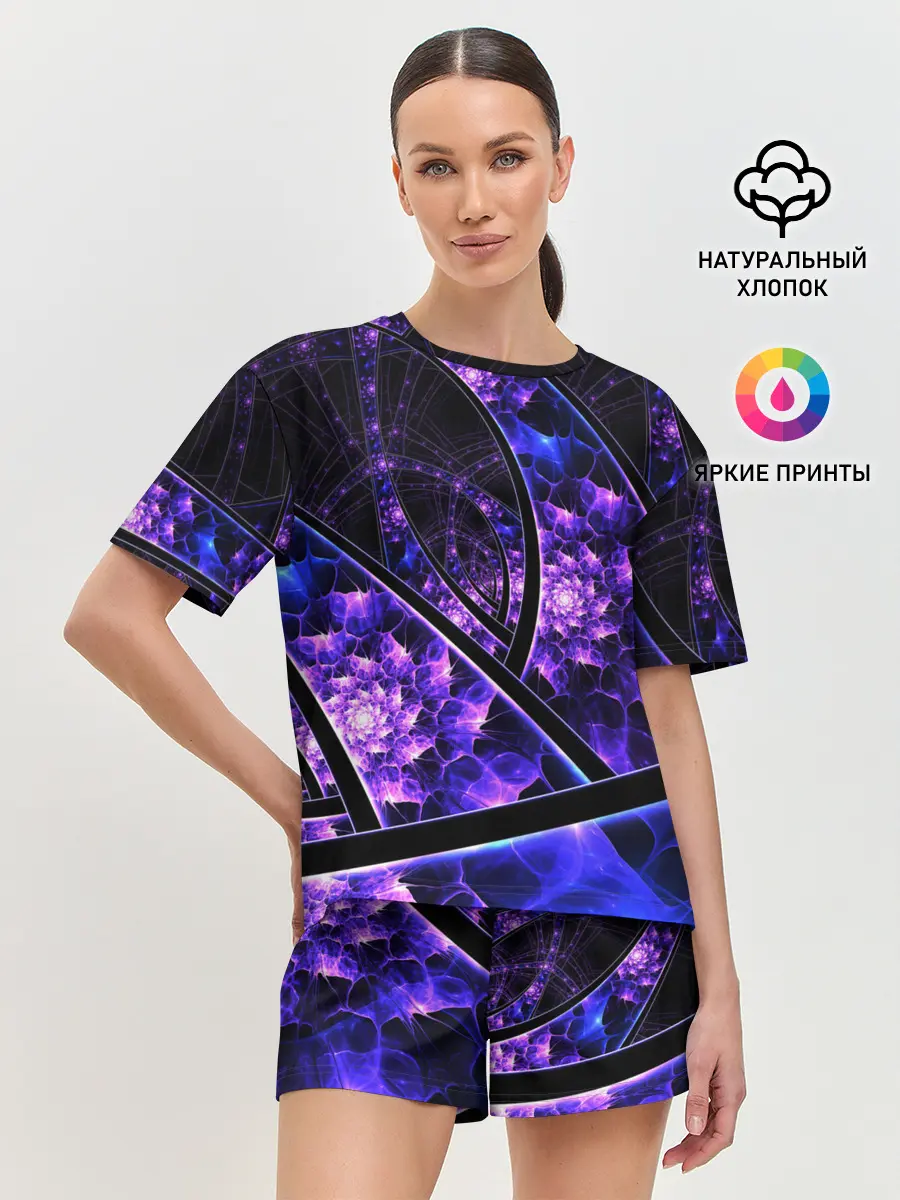 Женская пижама с шортами / Фрактал линии