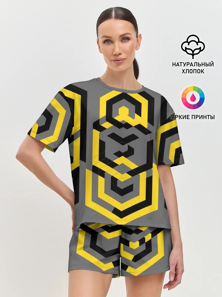Женская пижама с шортами / Геометрия узор