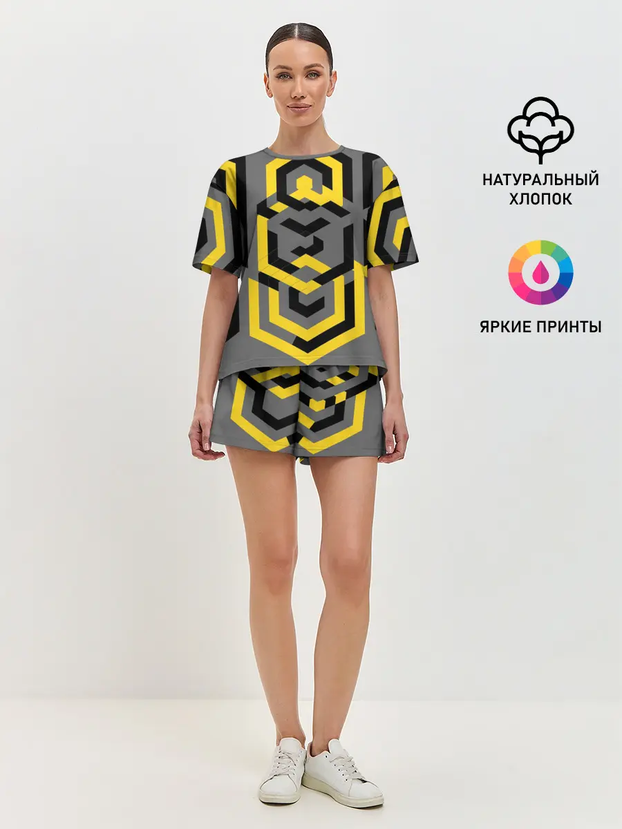 Женская пижама с шортами / Геометрия узор