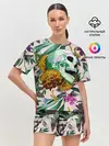 Женская пижама с шортами / Череп в цветах