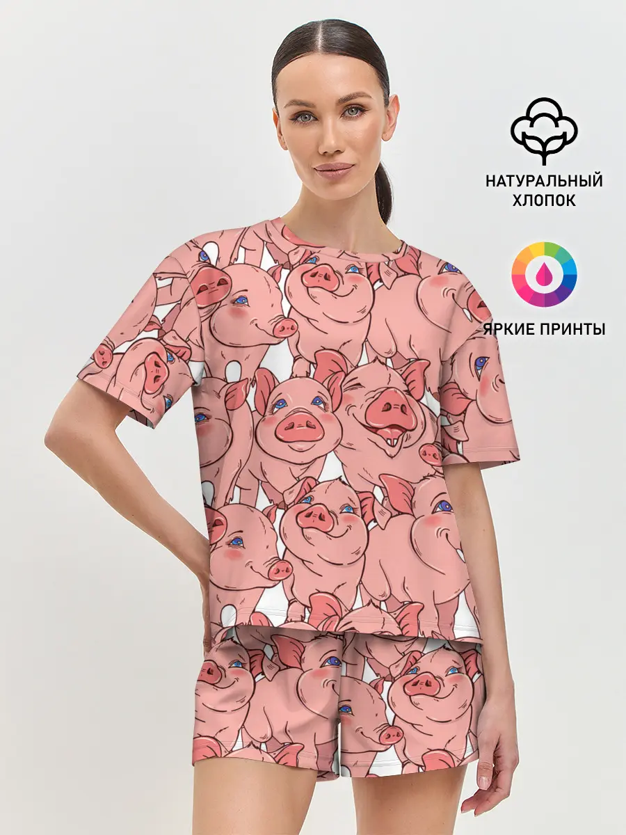 Женская пижама с шортами / Свиньи