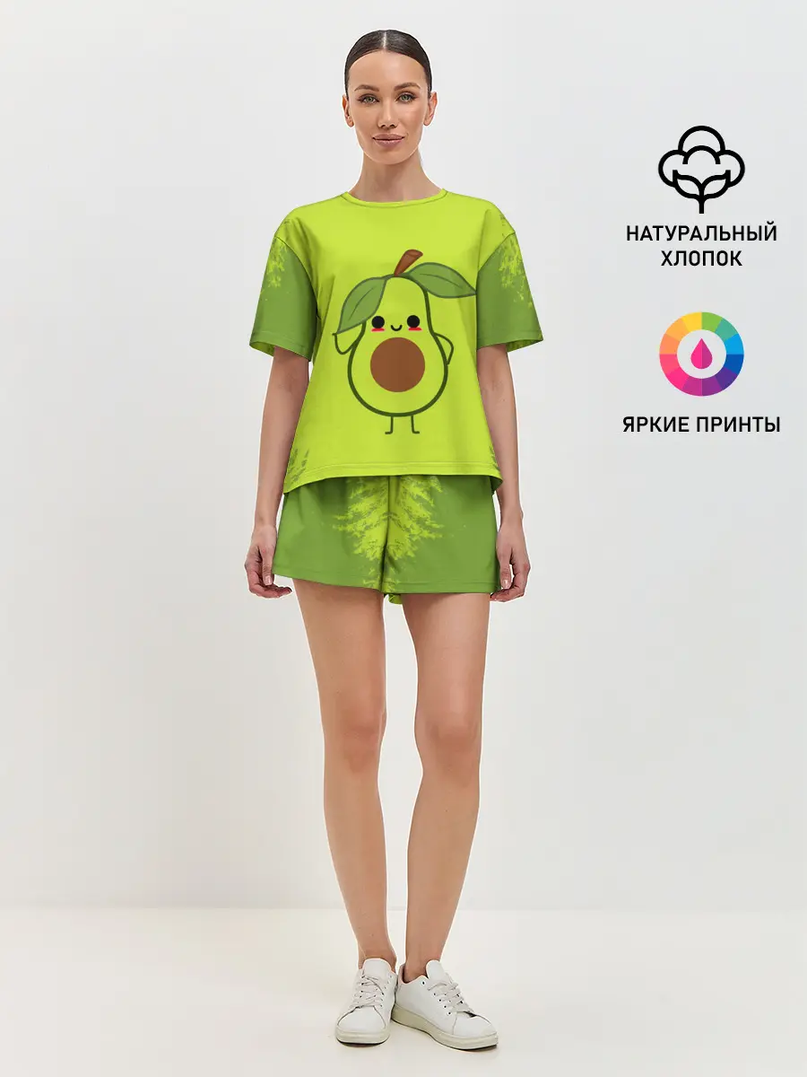 Женская пижама с шортами / Авокадо