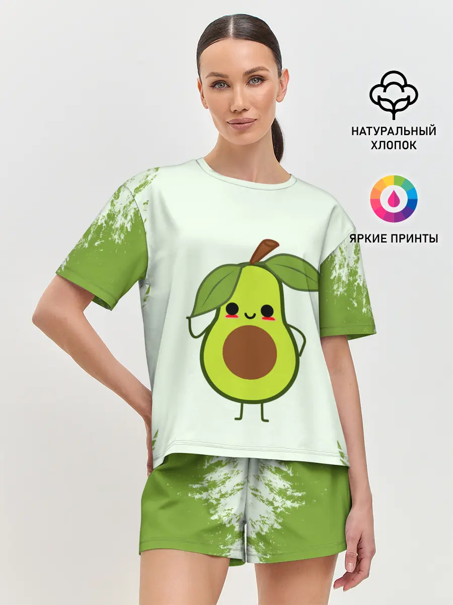 Женская пижама с шортами / Авокадо