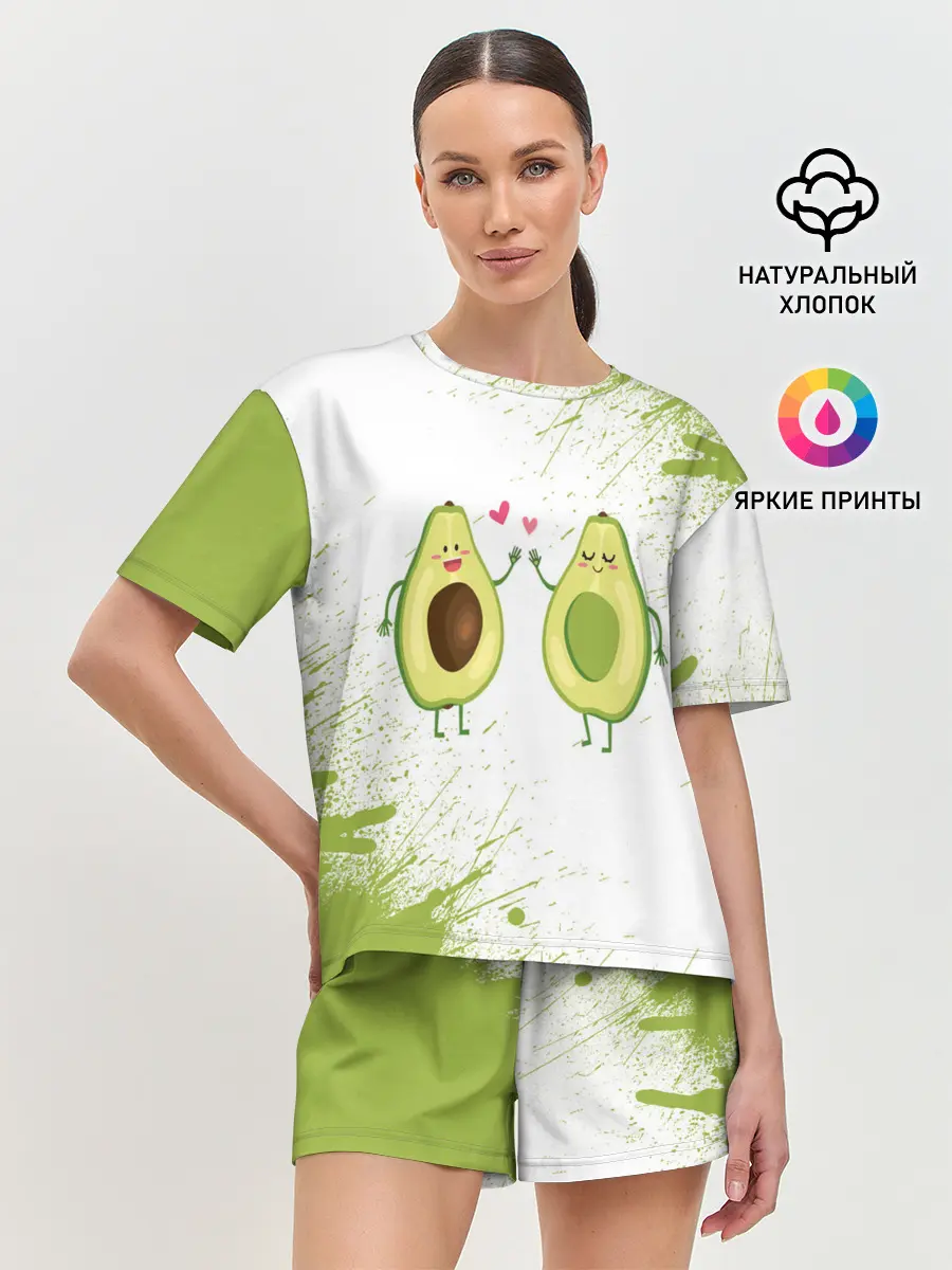 Женская пижама с шортами / Авокадо