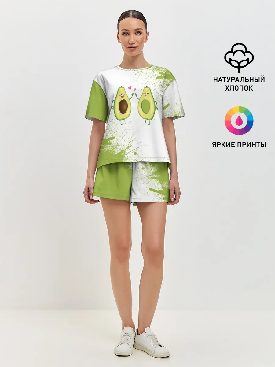 Женская пижама с шортами / Авокадо